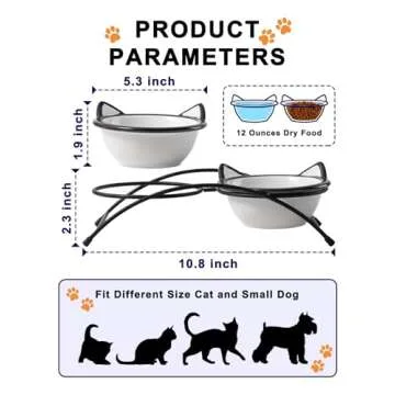 Y YHY Cat Food Bowls, 12 oz Raised Cat Bowls for Food and Water,Ceramic Elevated Pet Dishes Bowls wi...