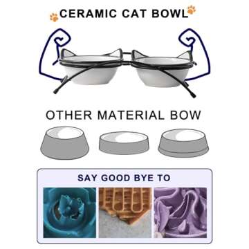Y YHY Cat Food Bowls, 12 oz Raised Cat Bowls for Food and Water,Ceramic Elevated Pet Dishes Bowls with Stand, Cats and Small Dogs, Dishwasher Safe