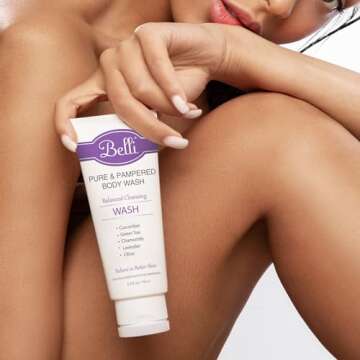 Belli Skincare Pure and Pampered Body Wash, Moisturizing Skin Cleanser, Contains Cucumber Green Tea Extracts, For All Skin Types, Dermatologist recommended, 6.5 Oz