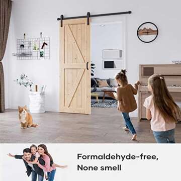 EaseLife 32in x 84in Sliding Barn Door with 5.5FT Barn Door Hardware Kit & Handle Included,DIY Assem...