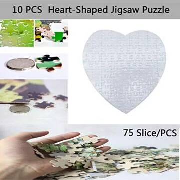 Blank Heart-Sublimation Jigsaw Puzzle - 10 Sets for DIY Crafts