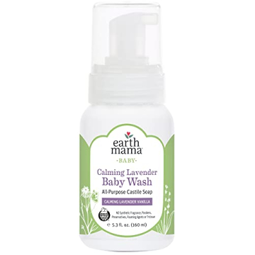 Earth Mama Calming Lavender Baby Wash - Gentle Castile Soap for Sensitive Skin, 5.3 oz
