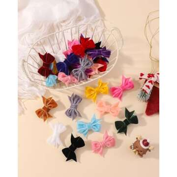 Buy Velvet Baby Hair Clips | 30PCS Christmas Mini Bows