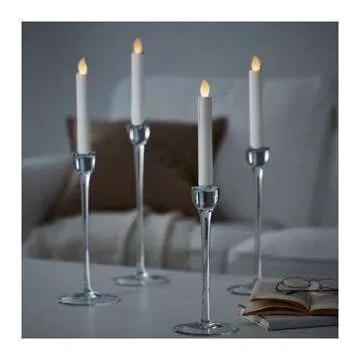IKEA FULLTALIG Candlestick, Set of 3 Powder Coating Black Aluminum Candlestick Holder for Taper Candles, Table Romantic for Wedding, Birthday, Dinner Home & Bar Decorative (No LED Candle Included)