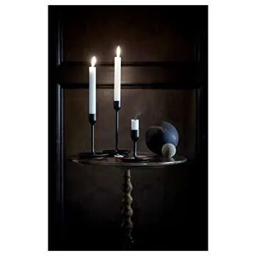 IKEA FULLTALIG Candlestick, Set of 3 Powder Coating Black Aluminum Candlestick Holder for Taper Candles, Table Romantic for Wedding, Birthday, Dinner Home & Bar Decorative (No LED Candle Included)