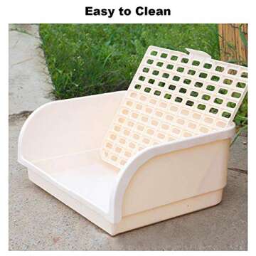 Amakunft 17"x13" Extra Large Rabbit Litter Box with 10PCS Bonus Pads, High Sided Plastic Guinea Pig Litter Box for Cage with Removable Grid, Indoor Bunny Jumbo Corner Litter Pan for Small Animal/Rat