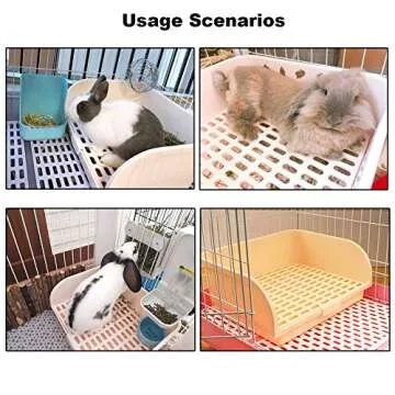 Amakunft 17"x13" Extra Large Rabbit Litter Box with 10PCS Bonus Pads, High Sided Plastic Guinea Pig Litter Box for Cage with Removable Grid, Indoor Bunny Jumbo Corner Litter Pan for Small Animal/Rat