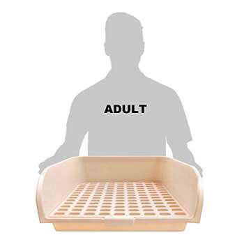 Amakunft 17"x13" Extra Large Rabbit Litter Box with 10PCS Bonus Pads, High Sided Plastic Guinea Pig Litter Box for Cage with Removable Grid, Indoor Bunny Jumbo Corner Litter Pan for Small Animal/Rat