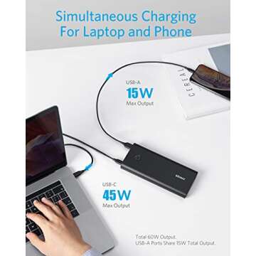 Anker PowerCore+ 26800mAh PD 45W with 60W PD Charger, Power Delivery Portable Charger Bundle for USB C MacBook Air/Pro/Dell XPS, iPad Pro, iPhone 14/13/12 Series, and More