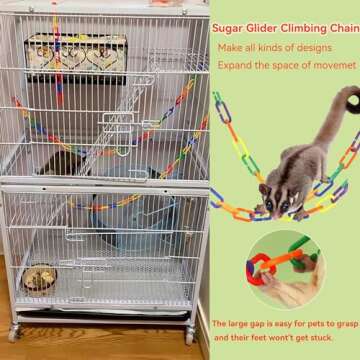 JSLZF Sugar Glider Toys, Hanging Sugar Glider Cage Accessories Pet Swing Toy, 250 PCS Plastic Clips ...