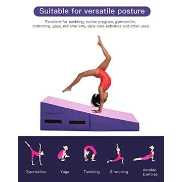 HHS Gymnastics Mat 48 inchx24 inchx14 inch Folding Gymnastics Mat Incline Cheese Wedge Mat Non-slip ...