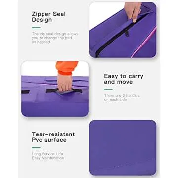 HHS Gymnastics Mat 48 inchx24 inchx14 inch Folding Gymnastics Mat Incline Cheese Wedge Mat Non-slip PVC Surface & Zipper Seal Design Gym Fitness Tumbling Skill Shape Mat for Kids Girls Adult, Pink