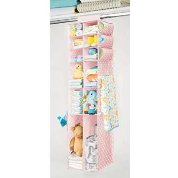 mDesign Long Fabric Hanging Organizer - Over Closet Rod Storage with 12 Shelves and Side Pockets for...