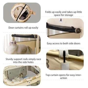 VCEPJH Portable Pet Playpen Foldable Dog Play Pen Collapsible Cat Tent Durable Puppy Crates Kennel Camping Doggy Playpen for Indoor Outdoor Travel Use Kitten Rabbit Animal(M)