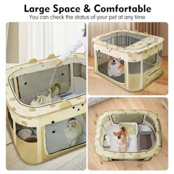 VCEPJH Portable Pet Playpen Foldable Dog Play Pen Collapsible Cat Tent Durable Puppy Crates Kennel Camping Doggy Playpen for Indoor Outdoor Travel Use Kitten Rabbit Animal(M)