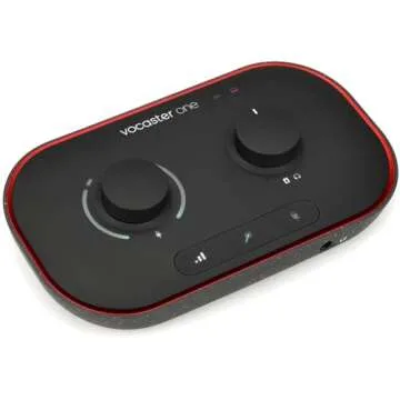 Focusrite Vocaster One — Podcasting Interface for Recording as a Solo Creator. Use Auto Gain, Enhance, and Mute for Easy Podcasting. Small, Lightweight, and Powered by Computer