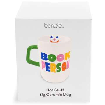 ban.do Ceramic Mug, 12 Ounce Coffee Cup, Dishwasher and Microwave Safe Mug, Book Person