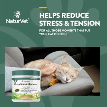 NaturVet Hemp Quiet Moments Plus Hemp Seed for Cats, 60 ct Soft Chews, Made in USA