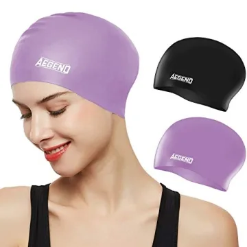 Aegend Swim Caps for Long Hair – Durable Silicone 2 Pack, Waterproof, Easy to Use
