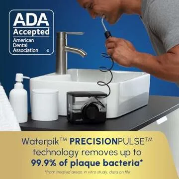 Waterpik ION Professional Water Flosser, Rechargeable and Portable for Teeth, Gums, Braces, 10 Settings, 7 Flossing Tips For Multiple Users And Needs, ADA Accepted, WF-12 Black, Packaging May Vary