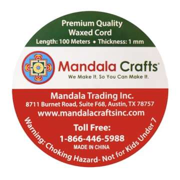 Mandala Crafts 1mm 109 Yards Black Cotton Waxed Cord for Jewelry Making Bracelet Cord Waxed String - Beading String Thread Jewelry Cords for Necklaces String