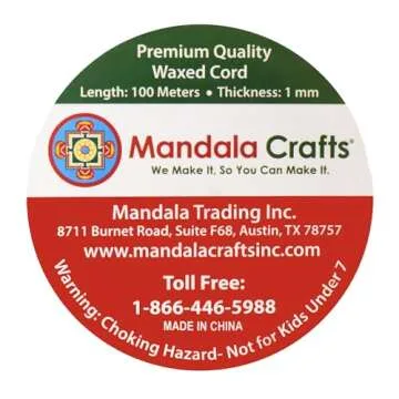 Mandala Crafts 1mm 109 Yards Black Cotton Waxed Cord for Jewelry Making Bracelet Cord Waxed String - Beading String Thread Jewelry Cords for Necklaces String