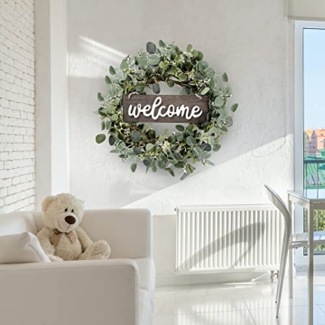 Sggvecsy 20in Eucalyptus Wreath with Welcome Sign