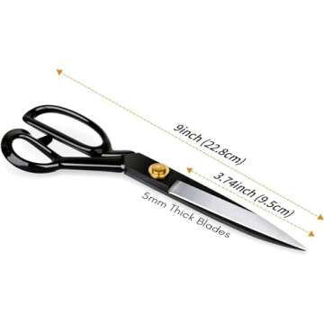 Professional Tailor Scissors 9 Inch for Cutting Fabric Heavy Duty Scissors for Leather Cutting Indus...