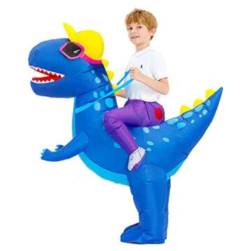 Decalare Inflatable Dinosaur costumes for kids T-Rex Costume Fancy Costumes Halloween Party Cosplay Fantasy Blow up Costume (7-10 Yrs)