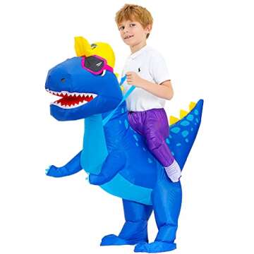 Decalare Inflatable Dinosaur costumes for kids T-Rex Costume Fancy Costumes Halloween Party Cosplay Fantasy Blow up Costume (7-10 Yrs)