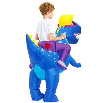 Decalare Inflatable Dinosaur costumes for kids T-Rex Costume Fancy Costumes Halloween Party Cosplay Fantasy Blow up Costume (7-10 Yrs)