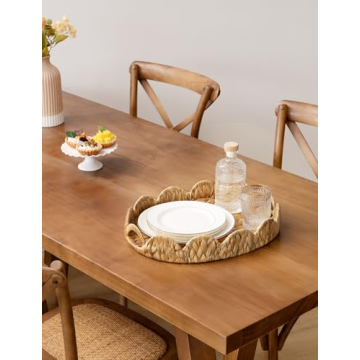 Elegant Handcrafted Wicker Serving Tray for Home Decor