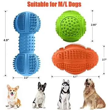 LUKITO Dog Chew Toys 3 Pack for Aggressive Chewers, Multifunctional Teeth Cleaning and Gum Massage, Tough Toys with Natural Rubber for Large and Medium Dog