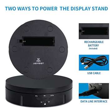 JAYEGT Motorized Rotating Display Stand, 5.74inch /22lbs Load, 360 Degree Electronic Turntable Displ...
