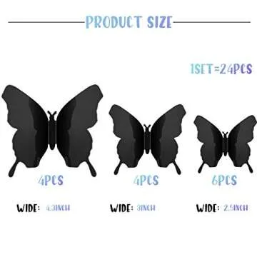 Stylish 48 Piece Mirror 3D Butterfly Stickers