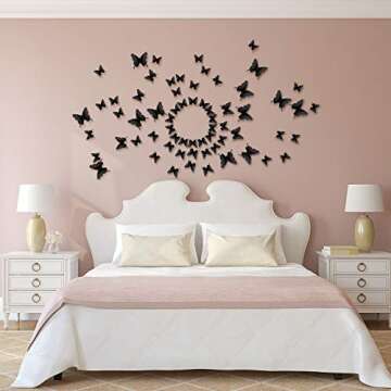 Stylish 48 Piece Mirror 3D Butterfly Stickers