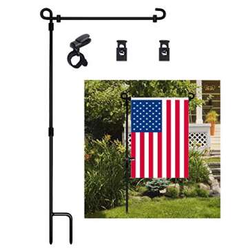 HOOSUN Garden Flag Stand, Premium Garden Flag Pole Holder Metal Powder-Coated Weather-Proof Paint wi...