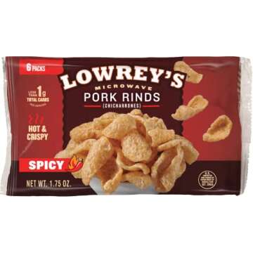 Lowrey's Bacon Curls Microwave Pork Rinds (Chicharrones), Hot and Spicy, 1.75 Ounce (Pack of 6) (Pac...