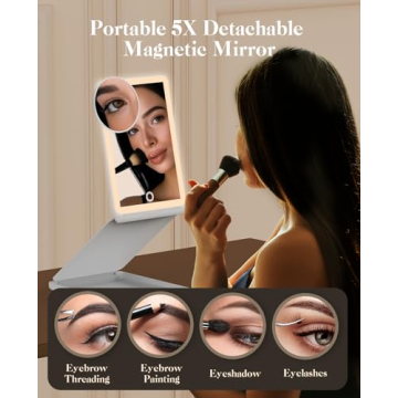 Portable LED Makeup Mirror with Magnification - Travel Essential