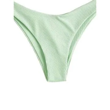Lilosy Sexy Underwire Push Up Ribbed Cutout One Shoulder High Cut Leg Thong Brazilian Bikini Swimsuit Set Women Cheeky Bottom Bathing Suit 2 Two Piece Mint Green Medium