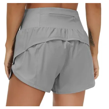THE GYM PEOPLE Women's High Waisted Running Shorts Quick Dry Athletic Workout Shorts with Mesh Liner...