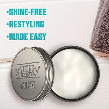 Viking Revolution Hair Styling Agent Hair Clay for Men - Matte - Clay Pomade for Men Hair Styling - Hair Putty for Men Hair Styling Cream High Hold Matte Finish (5.29oz)