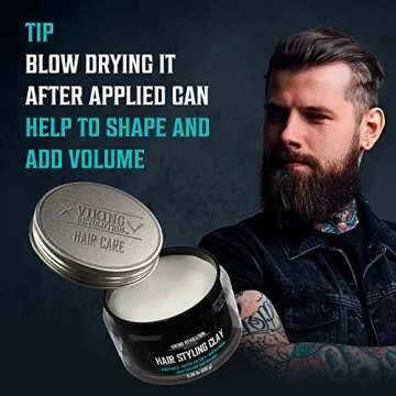 Viking Revolution Hair Styling Agent Hair Clay for Men - Matte - Clay Pomade for Men Hair Styling - Hair Putty for Men Hair Styling Cream High Hold Matte Finish (5.29oz)