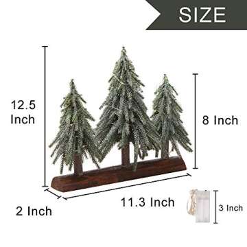 VGIA 3 Pack Mini Artificial Christmas Trees on a Wooden Base Silver Artificial Snow Flocked Christmas Trees for Christmas Centerpiece