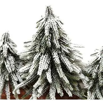 VGIA 3 Pack Mini Artificial Christmas Trees on a Wooden Base Silver Artificial Snow Flocked Christmas Trees for Christmas Centerpiece