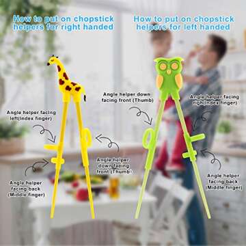 FUNGYAND Training Chopsticks for Beginners Including 4 Pairs Learning Chopsticks with Attachable Learning Chopstick Helper,4 Pieces Reusable Silicone Drinking Straws - Right or Left Handed