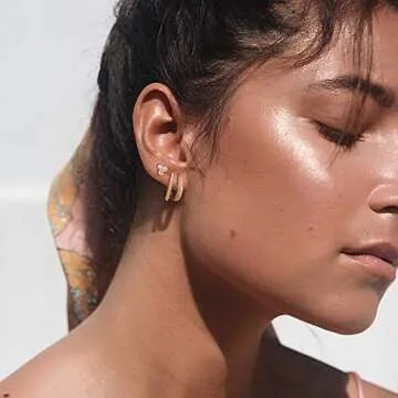 MYEARS Women Diamond Earrings Gold Huggie Twisted Hoop Cubic Zirconia 14K Gold Filled Small Simple Handmade Hypoallergenic Everyday Jewelry