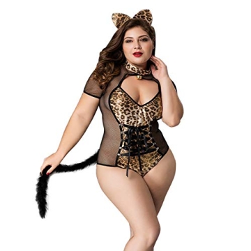 Domi us Plus Size Leopard Catsuit Halloween Costume for Women