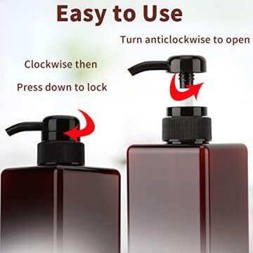 450ml (15.2oz) Pump Bottle Dispenser Jansburg 2Pack Refillable Square Plastic Lotion Dispenser Empty Lotion Pump Bottle for Essential Oil Soap Lotion Shampoo, Bathroom/Kitchen/Travel Amber
