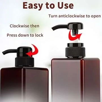 450ml (15.2oz) Pump Bottle Dispenser Jansburg 2Pack Refillable Square Plastic Lotion Dispenser Empty Lotion Pump Bottle for Essential Oil Soap Lotion Shampoo, Bathroom/Kitchen/Travel Amber